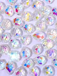 100颗/袋、50颗/袋、20颗/袋 女士多面闪亮高透明玻璃珠 10*8mm，DIY珠宝配件，彩色水晶珠，可用于制作项链吊坠、耳环、手链、手机链、包链，是圣诞节、情人节、母亲节、平安夜、感恩节的理想礼物。 - 20pcs - 查看 5