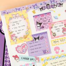 Sanrio 1pc Hello Kitty Convenience Notebook Kawaii Melody Black Cinnamon Roll Notebook Cute Adhesive Notebook Office Stationery Animation Cartoon Memo Book Information Supply Diary Plan - Multicolor - View 5
