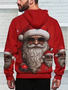Moletom com capuz masculino estampado em 3D, moderno e exclusivo, com cordão e bolsos, manga comprida, para outono/inverno - Multicolorido - Ver 2