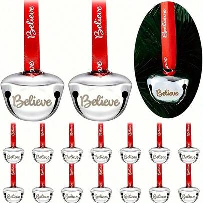 10pcs Christmas Sleigh Bell With Red Ribbon - 1.5 Inch Mini Metal Bells, Suitable For Tree, Wedding, Shower And Party Decoration Home Decor Christmas Decorations Room Decor Winter Christmas Decorations Home Christmas Gifts Christmas Decor