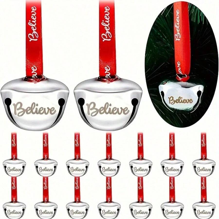 10pcs Christmas Sleigh Bell With Red Ribbon - 1.5 Inch Mini Metal Bells, Suitable For Tree, Wedding, Shower And Party Decoration Home Decor Christmas Decorations Room Decor Winter Christmas Decorations Home Christmas Gifts Christmas Decor - Multicolor - View 1