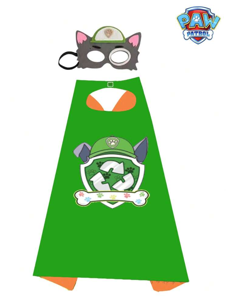 2 piezas Máscara de ojo, capa y capa de Paw Patrol Ryder Chase Super Hero de doble capa, adecuado para cumpleaños, Navidad, Halloween, graduación y decoración de vuelta a la escuela - Multicolor - Añade 12