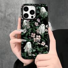 Fundas protectoras para teléfono con diseño de calabaza y flores de Halloween, con orificios grandes. Compatibles con phone 16 Pro Max, 16, 15 Pro, 14, 14 Plus/14 Pro Max, 13, 13 Pro, 12 Pro, 11/11 Pro. Regalos para cumpleaños y fiestas. - Blanco - Ver 5