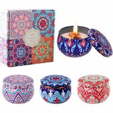 Velas Aromaticas en  Latas, Cera de Soja 100 % Pura, Aromaterapia,Alivio Del Estrés y Relajación, Adecuado para Yoga, Meditación, Navidad, Día de San Valentín - 4 colores C - Ver 13