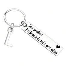 Portachiavi da guida francese da strada, regalo per il fidanzato, il marito, la fidanzata, "Attento, ho bisogno di te al mio fianco", San Valentino, Natale, accessori per auto, ciondolo per borsa, regalo creativo per il ritorno a scuola, accessori per borsa, cordino con porta badge, accessori per auto, ciondolo per borsa - Argento - Visualizzare 9
