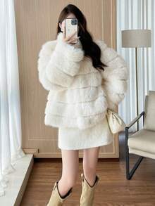 2025 Winter New Faux Fur Casual Fashion Retro Loose Long Sleeve High Collar Women Fake Fur Coat