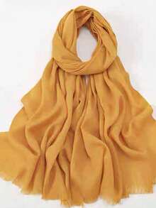1pc New Fashion Versatile Solid Color Bamboo Knit Scarf/Shawl For Women For Dress - Yellow - View 2