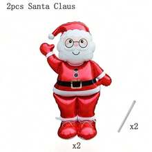 2 globos con diseños de Papá Noel y un muñeco de nieve, hechos de lámina de aluminio, perfectos para diversos eventos temáticos como Navidad, Halloween, bodas, cumpleaños, Nochevieja y otras decoraciones festivas.