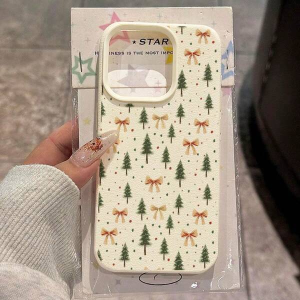 1pc TPU Material Cute & Warm Christmas Tree Bow Design Phone Case Compatible With Iphone/ Phones