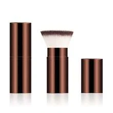 Long Aluminum Tube Retractable Brush, Professional Fluffy Contouring Brush, Precise Shaping Blush & Foundation Brush, Portable & Durable Makeup Tool