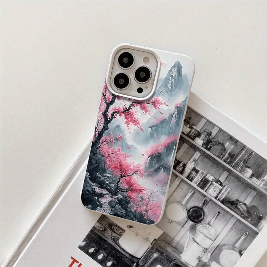 Fundas y carcasas protectoras con diseño de paisaje rosa y orificios grandes que imitan el diseño original. Compatibles con phone 16 Pro Max, 16, 15 Pro, 14, 14 Plus/14 Pro Max, 13, 13 Pro, 12 Pro y 11/11 Pro. Regalos para cumpleaños y festivales - Blanco - Ver 1