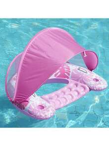 1pc Inflatable Pool Chair With Canopy, Inflatable Floating Lounger, Water Sofa, Suitable For Adult Water Activities And Parties - Multicolor - View 3