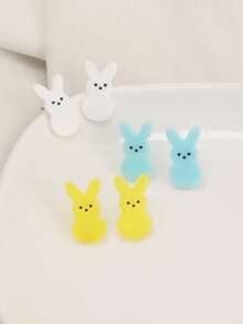 1 Set Cute Cartoon Casual Versatile Everyday Commute Dopamine Bunny Ear Stud Earrings - C - View 3