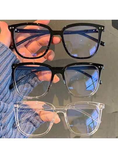 3pcs Blue Light Blocking Glasses - Fashion Square Fake Eyeglasses, Anti Ray Computer Gaming Glasses, Blue Blockers Glasses For Women/Men