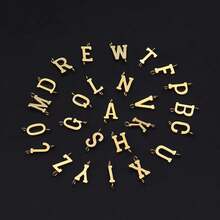 1件新款时尚蝴蝶字母吊坠金色不锈钢珠链项链，女士款 - 金黃色 - 查看 4