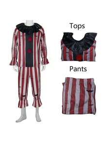 Nightmare Clown Cosplay Costume, Terrifying Evil Clown Character Outfit, Red Anime Cosplay For Halloween, Stage Performance, Party Carnival