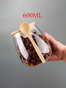 两件套（罐子+勺子）：密封玻璃储物罐配勺子 - 非常适合存放咖啡、糖、茶、盐、糖果和香料 | 是家庭、餐厅和餐车理想的厨房收纳用品