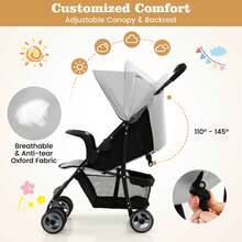 Foldable Lightweight Baby Stroller Travel Pushchair 0-36 Months Age Group 13 Lbs Coffee - 灰色 - 查看 5