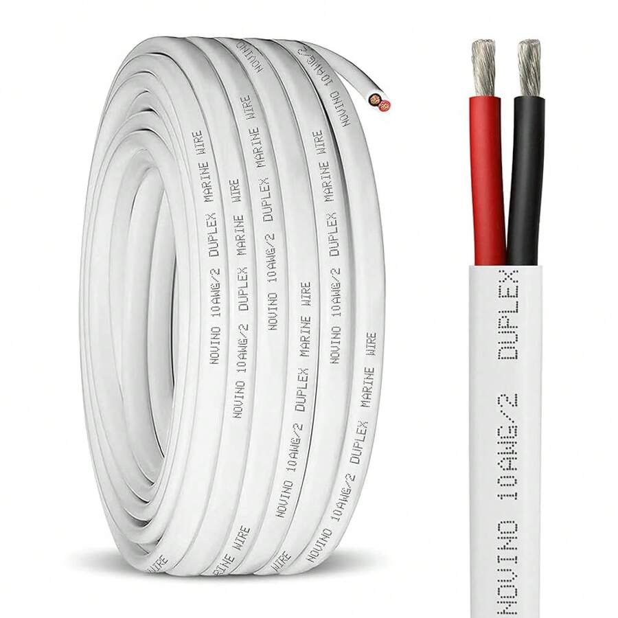 10 Gauge Marine Wire,10 AWG 30ft Duplex Marine Grade Wire Tinned Copper Oxygen-Insulated Red& Black Electrical Cable For Boat/Automotive/RV/Camper/Trailer - 10 gauge - 查看 1