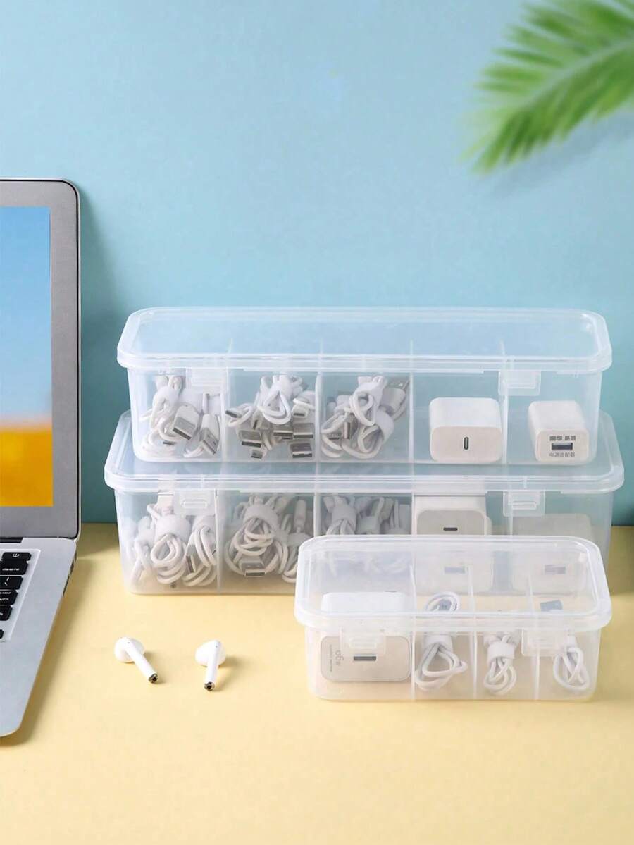 1 Peça Caixa de Armazenamento de Cabo de Dados, Organizador de Carregador de Telefone Celular, Caixa de Gerenciamento de Cabos de Mesa, Mantenha a Mesa e as Gavetas Limpas e Organizadas. Organizador de Cabos