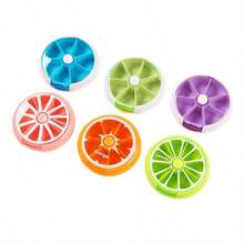 1 pieza Organizador de pastillas de 7 días, Estuche semanal de 7 compartimentos portátil, Pastillero de 7 días mini, Pastillero compacto con forma de naranja, Pastillero portátil ligero, Apto para el hogar y los viajes, Soporte para pastillas con forma de fruta, Estuche giratorio transparente circular para pastillas, Gestión conveniente de medicamentos, Pastillero