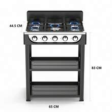 Estufa parrilla de anaquel a gas de 5 quemadores color negro, electrodoméstico de cocina eficiente y moderno, fácil instalación, material resistente, ideal para familias, chefs y cocinas profesionales - Tipo de Enchufe A USA (110-127V) - Ver 4