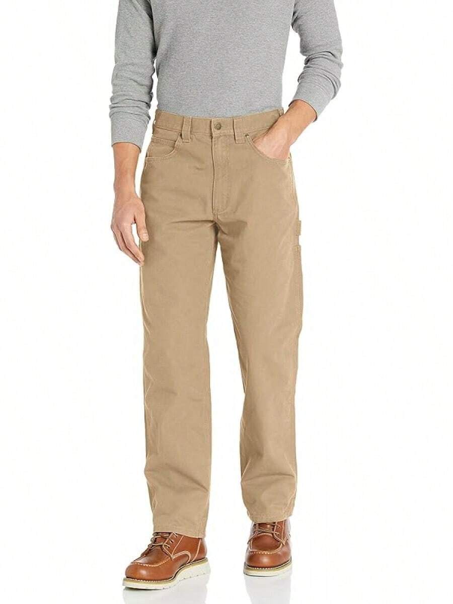 Mens Relaxed-Fit Carpenter Utility Pant With Pockets, Fashionable Workwear - Khaki Brown - View 1