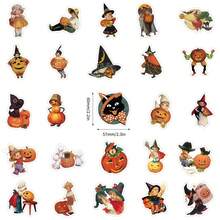 50 Peças Adesivos Retrô de Halloween, Adesivos Impermeáveis de Vinil para Scrapbooks, Diários, Laptops, Para-choques, Skates, Garrafas de Água, Computadores, Celulares, Suprimentos para Festa de Halloween