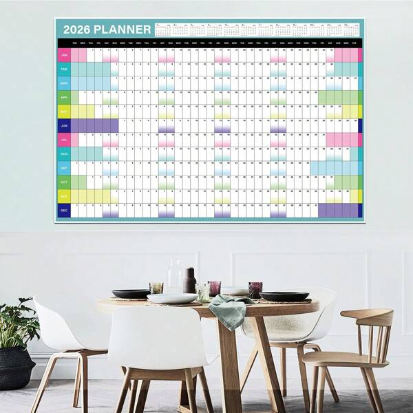 Yearly Wall Calendar 2026 - Full Year View Runs From Jan To Dec 2026, Wall Calendar 2026, 20.7" X 29.2" (Open), Thick Paper, With 4 Sheets Of Stickers And 1 Sheet Of Double-Sided Round Stickers