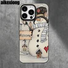 Fundas y carcasas protectoras con diseño de muñeco de nieve, con orificios grandes, compatibles con phone 16 Pro Max, 16, 15 Pro, 14, 14 Plus/14 Pro Max, 13, 13 Pro, 12 Pro, 11/11 Pro. Regalos para cumpleaños y fiestas. - Negro - Ver 5