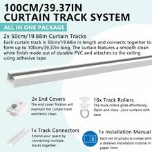 Self Adhesive Curtain Track, Paste Type No Need To Drill, Suitable For Smooth Ceiling Or Wall, Closets, Door And Window Frames, Meet Multi-Scenario And Multi-Functional Needs Bathroom Decor