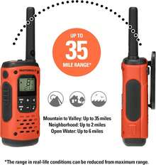 ¡RecomendadoMotorola Solutions, Portable FRS, T605_H2O, Talkabout, radios bidireccionales, preparación para emergencias, Recargable, 22 Canales, 35 Millas, Naranja con Negro, Paquete de 2¡Top de Temporada - T605_H2O - Ver 5