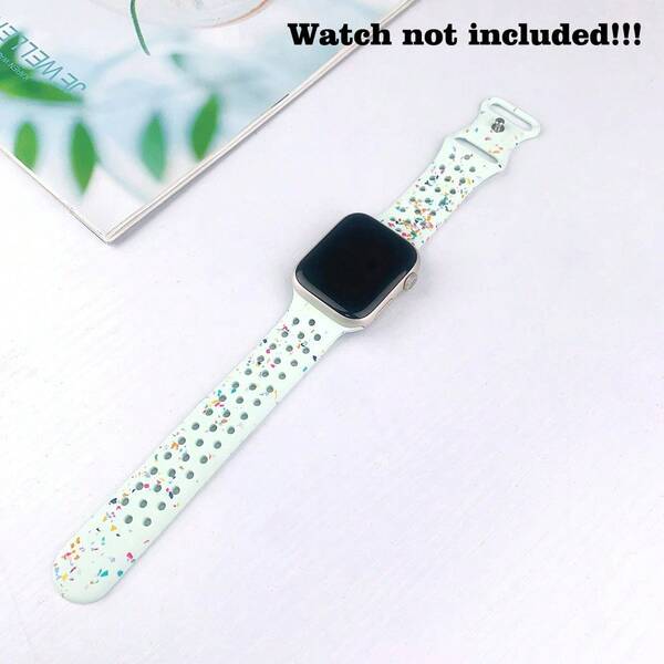 Brazalete de moda con patrón de retazos de colores compatible con correas de Apple Watch de 38/40/41/42/44/45/49 mm (Series 10) 9/8/7/SE/6/5/4/3/2/1. Correa de reloj de silicona de moda para mujer para Apple Watch, resistente al agua, adecuada como regalo para amigos, novias, Día de la Madre, Día de San Valentín