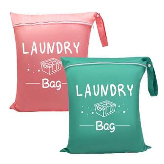 2 piezas/1 pieza Bolsa de lavandería grande para viajes, bolsa impermeable húmeda y seca, bolsa lavable para ropa sucia, traje de baño, bolsa de gimnasio para ropa de ejercicio, ropa húmeda, natación, yoga