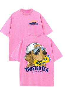 Twisted Tea Shirt,230GSM Heavyweight Cotton T-Shirt , Unisex Retro Streetwear Tee , Twisted Tea And Golden Hair Shirt,Casual Outdoor Wear, Machine Washable, Streetwear,Summer Outdoor Casual Wear,Perfect Gift For Men & Women - 玫瑰紅 - 查看 1