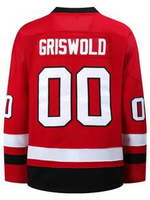 Atonmore 男式 00 红色冰球服刺绣缝制运动服休闲训练长袖套头衫