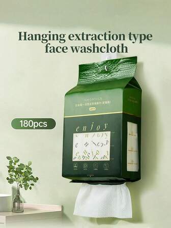 Amortals 180条/包 一次性面巾，白色珍珠质感，扁平方形，方便壁挂式可抽取柔软毛巾，适用于家庭、健身房、海滩、旅行、宿舍等场所。