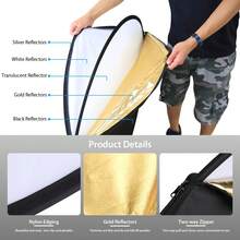 PULUZ 60cm/110cm 5 In 1 (Silver / Translucent / Gold / White / Black) Folding Photo Studio Reflector Board