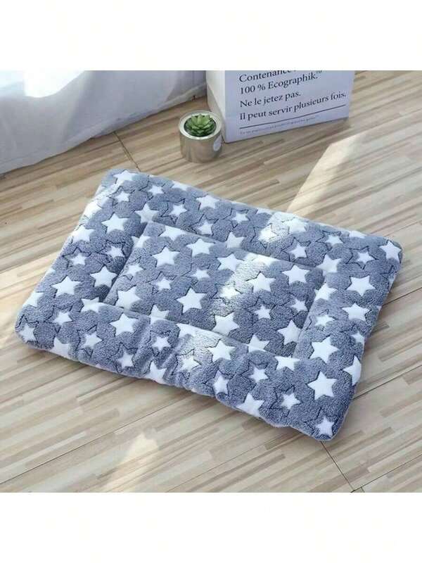 1 szt. Cienka, całoroczna mata do legowiska dla zwierząt, miękka i wygodna, wzór w gwiazdki, odpowiednia dla małych i średnich kotów i psów