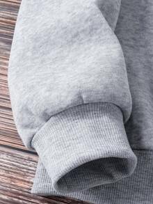 1件装女士休闲简约圣诞印花加厚圆领卫衣，温暖标语和雪人印花，蓬松舒适上衣 - 淺灰色 - 查看 8