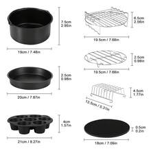 14-Piece Airfryer Accessory Set For Hot Air Fryer, Deep Fryer, Air Fryer, Hot Air Oven, Baking Pan 3.7QT-6.8QT - màu đen - Xem 6
