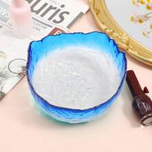 Glass Nail Soaking Bowl 9Inch Manicure Soak Off Bowl Pedicure Salon Bath Remover Decorative Fingernail Toenail Caring Polish Removal, Blue