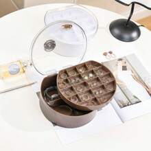 1pc Luxury Jewelry Box, Convenient Dual-Layer Earring, Necklace, Jewelry Storage Case, Portable Compact Jewelry Organizer With Multiple Dual-Layer Compartments For Rings Bracelets Studs Pendants And Chains, Travel-Friendly Protective Storage For Home Vanity And Suitcase, Lightweight Gift-Ready Packable Travel Accessory, Elegant Minimalist Design For Everyday Use, Party Evening And Holiday Gifting Ideas Including Christmas Thanksgiving New Year Stocking Stuffer And Bridesmaid Present - Multicolor - View 5