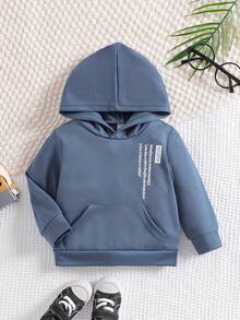 0-3 Years Old Toddler Boys' Long Sleeve Hoodie Sweatshirt And Casual Pants Set, Infant Letter Print Sportswear For Autumn/Winter - Blue - View 4