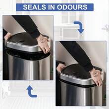 58L Silver Stainless Steel Sensor Bin - Automatic Touchless Kitchen Trash Can With Odor Control - Modern Waste Bin For Home Or Office - Default - View 5