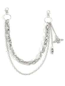 1 件时尚朋克风格复古水钻镶嵌星球骷髅子弹装饰裤链，百搭配饰，适合男士、派对、万圣节礼物