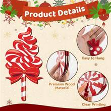 12pcs/24pcs/36pcs Christmas Candy Cane Ornaments - Red Wooden Hanging Decorations, Candy Cane, Lollipop, Mint Candy Pendants, Suitable For Christmas Tree, New Year Party, Home Decor. 12 Styles In Different Shapes Like Candy House, Lollipop, Mint Candy, Candy House Etc. These Lovely Candy Hanging Ornaments In Vibrant Red And White Colors Will Add More Christmas Atmosphere And Bring Joy And Happiness To Your Home Christmas Decorations Room Decor Winter