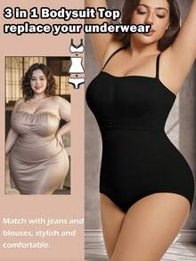 Plus Size Women Strapless Bodysuit Shapewear Tummy Control Slimming Body Shaper Tube Tops