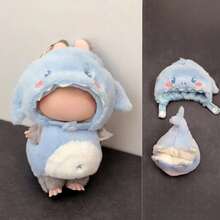 Ropa de muñeca de 17 cm, compatible con Labubu, ropa de muñeca con forma de animal, diseños de tiburón, camarón frito, dinosaurio, cucaracha y abeja, accesorios de ropa y atuendos para muñecas de 6.7 pulgadas, ropa de vestir esponjosa para muñecas (sin muñeca)