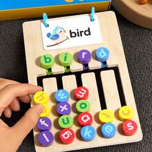 Wooden Color & English Word Matching Toy, Double-Sided 5-Color Path & Word Sorting Puzzle With Colorful Blocks Enhances Color/ Word Recognition, Logical Thinking & Fine Motor Skills For Family Gatherings/Travel/Christmas/Birthday Gift Interactive Toy
